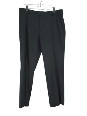 Stafford Dress Pants Mens 36x30 Charcoal Gray Classic Fit Wool Blend Pleated